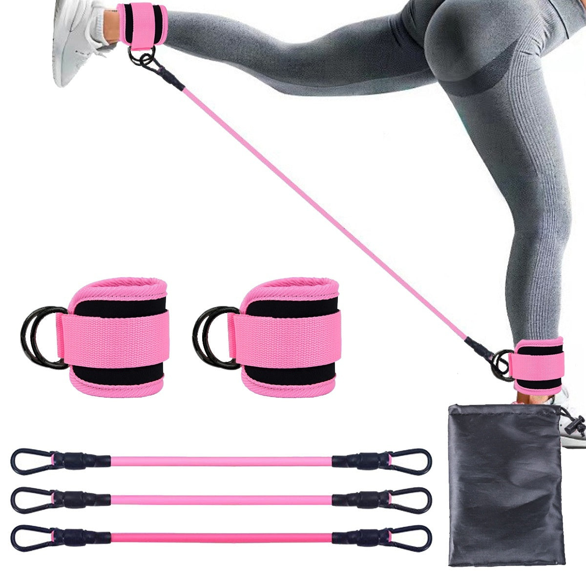 GymForce Ankle Strap Resistance Bands Hip Leg Strength Pull Rope Fitness Elastic Training Home Yoga Pilate Crossfit Workout Gym Equipment
