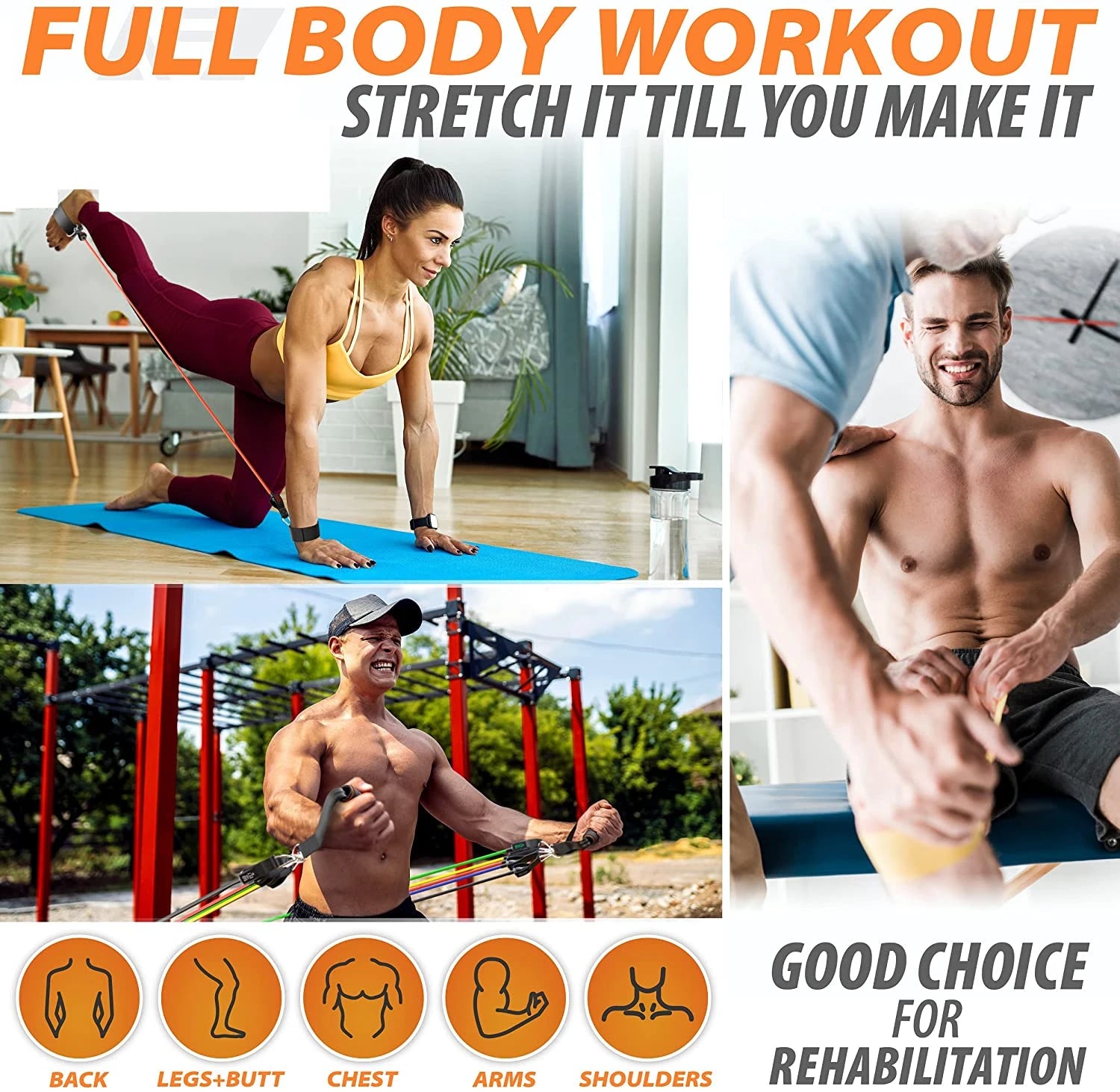 GymForce 300LBS Resistance Bands Set – Home Gym Strength Training Equipment