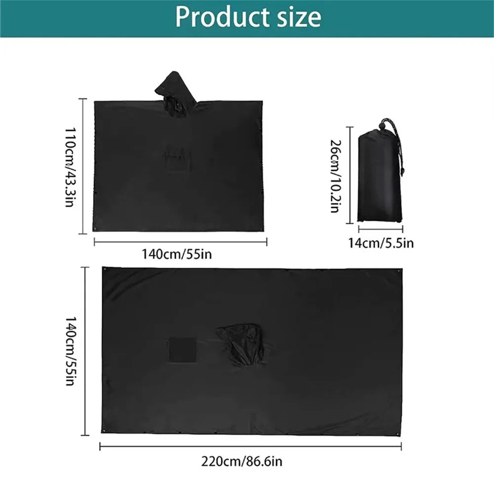 Waterproof Hooded Rain Poncho – Military Style Raincoat for Outdoor Sports & Emergency Use