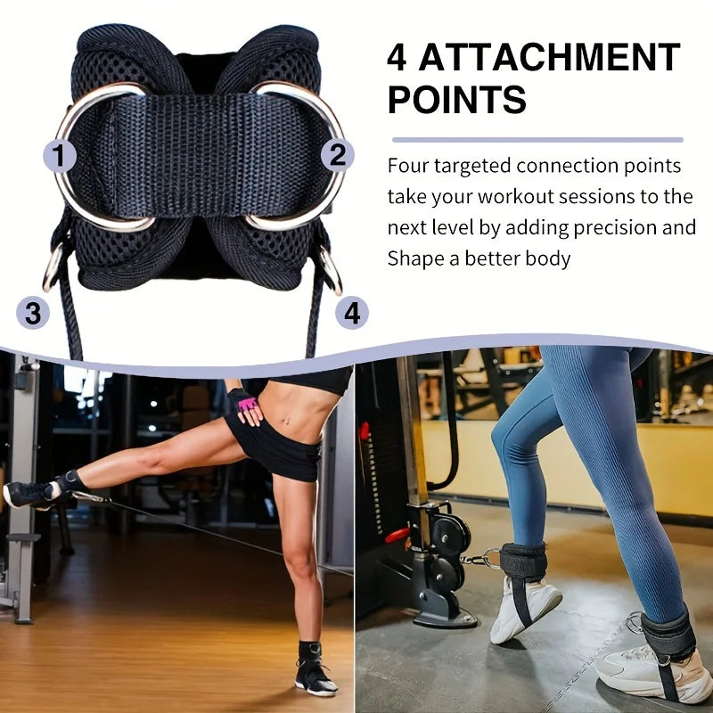 GymForce Adjustable Ankle Straps – D-Ring Cuffs for Gym & Cable Workouts