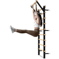 Wooden Stall Bar with Pull-Up & Dip Attachments – 9-Rung Home Gym Wall Bars