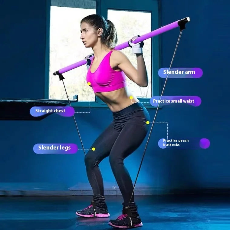 GymForce Adjustable Pilates Stick – Fitness Bar for Home Workout
