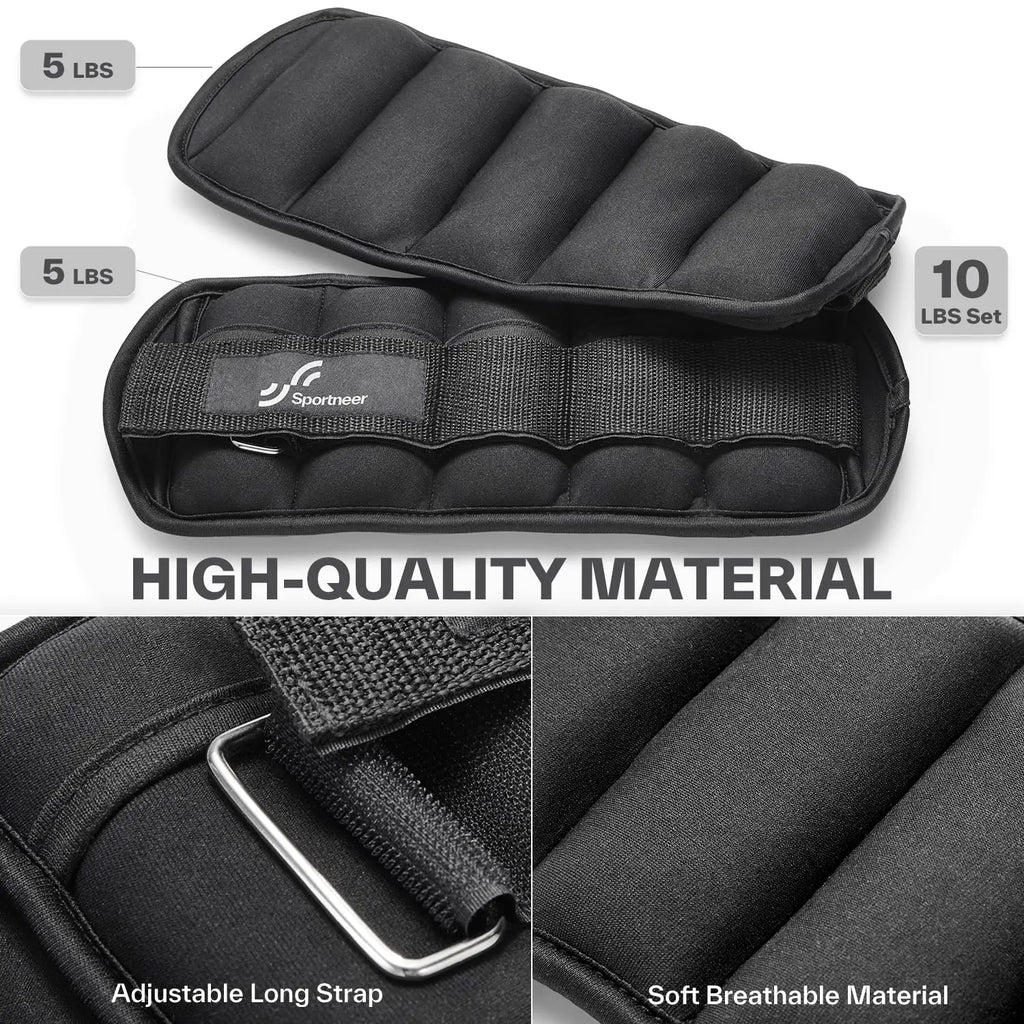 10LB Adjustable Ankle Weight Set – Weighted Leg Straps for Strength Training & Cardio Exercise