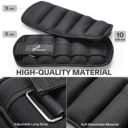 10LB Adjustable Ankle Weight Set – Weighted Leg Straps for Strength Training & Cardio Exercise