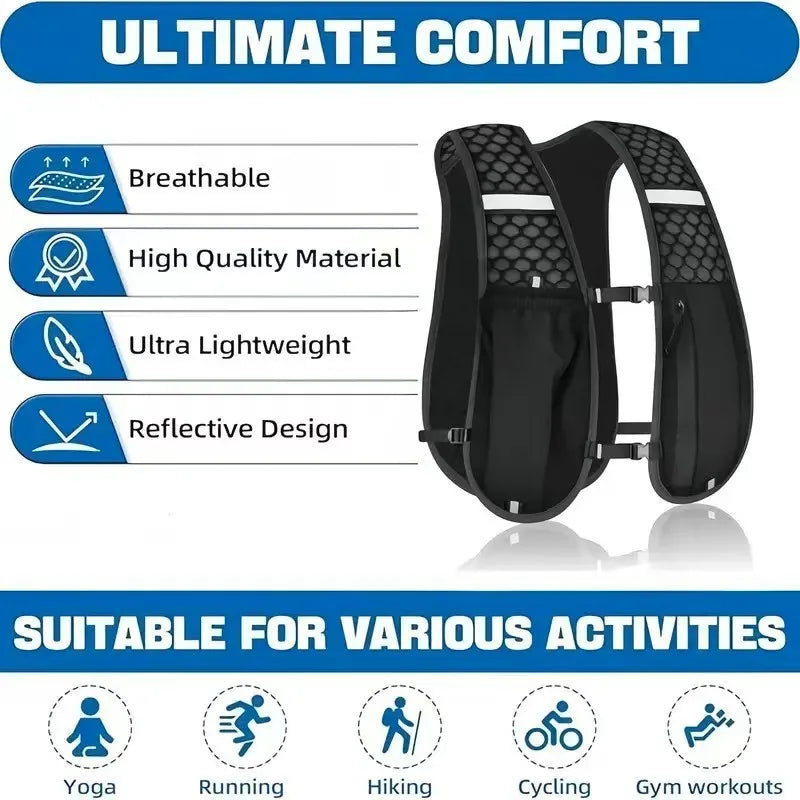 GymForce Running Hydration Vest for Men & Women – Breathable & Water-Resistant