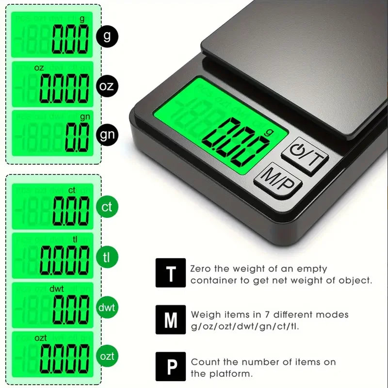 Precision Pocket Scale 1000g x 0.1g – Digital Gram Scale with Backlit LCD