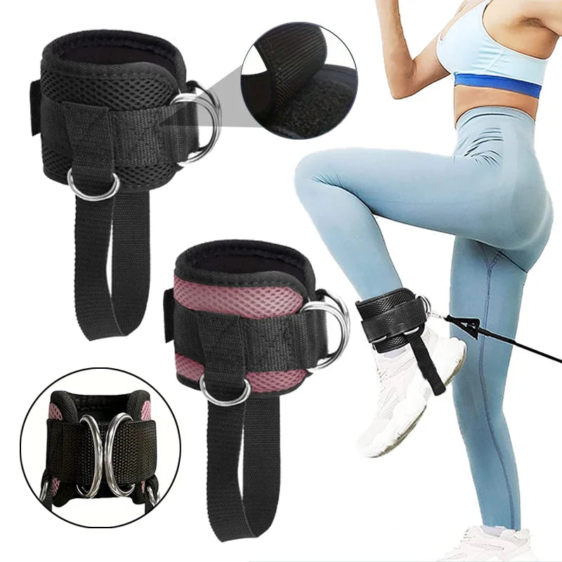 GymForce Adjustable Ankle Straps – D-Ring Cuffs for Gym & Cable Workouts