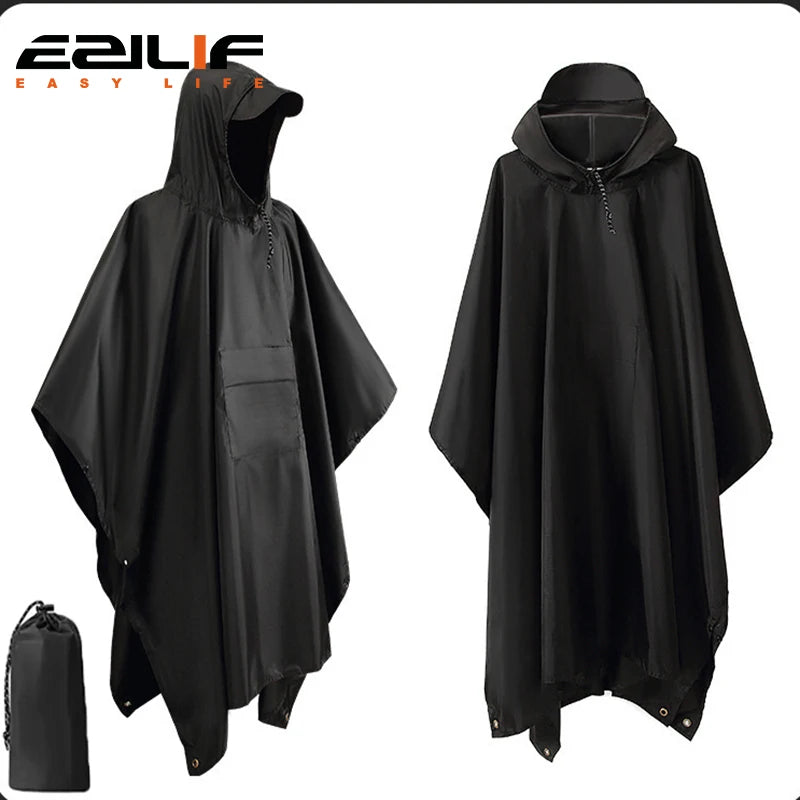 Waterproof Hooded Rain Poncho – Military Style Raincoat for Outdoor Sports & Emergency Use