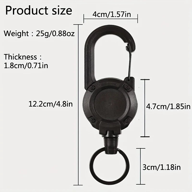 Heavy Duty Retractable Keychain with Carabiner Clip
