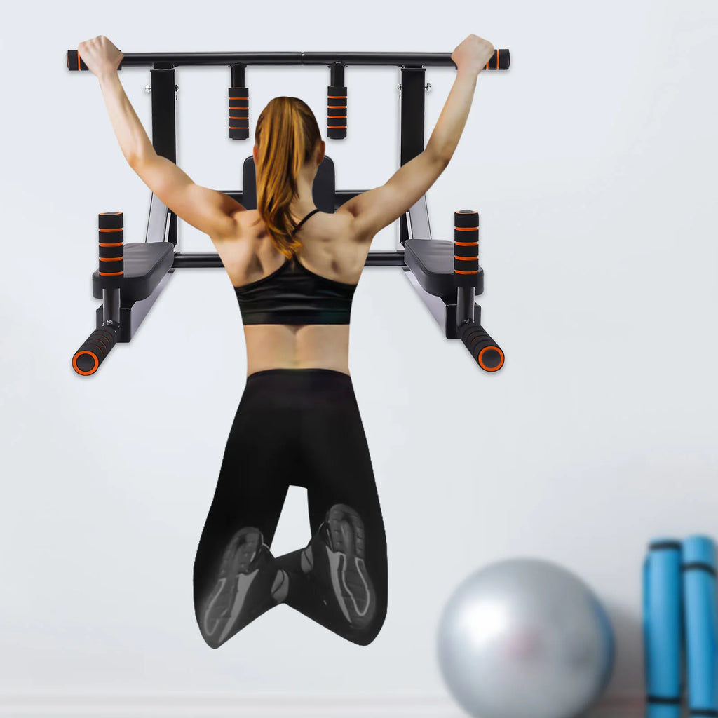 GymForce Wall Mounted Pull Up Bar – 440 LBS Capacity for Home Gym Workout