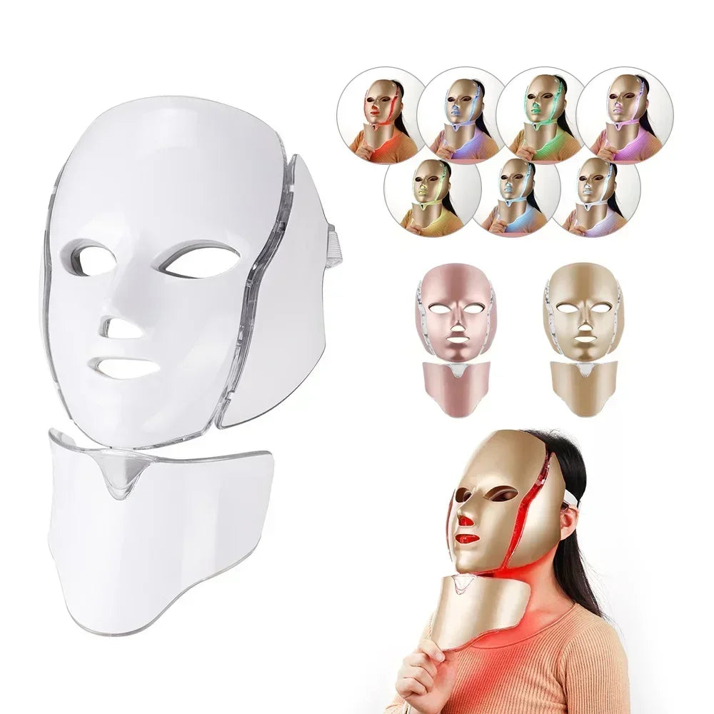Professional LED Facial Mask – 7-Color Light Therapy Device for Skin Rejuvenation & Care