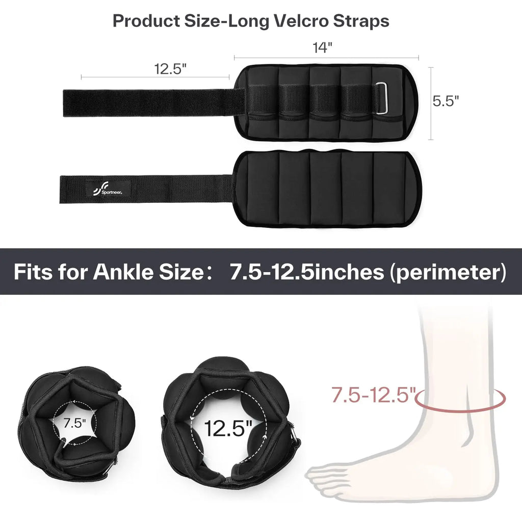 10LB Adjustable Ankle Weight Set – Weighted Leg Straps for Strength Training & Cardio Exercise