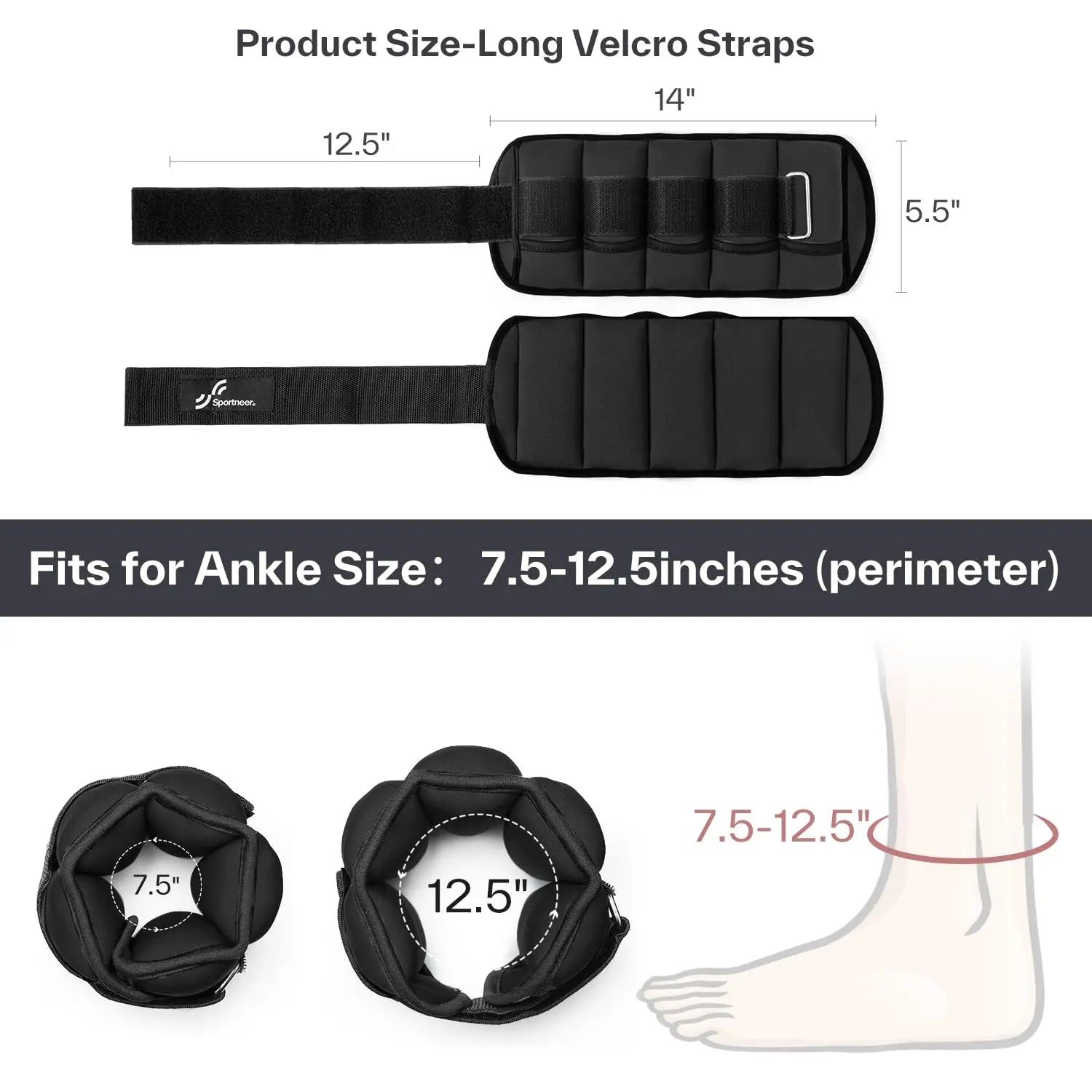10LB Adjustable Ankle Weight Set – Weighted Leg Straps for Strength Training & Cardio Exercise