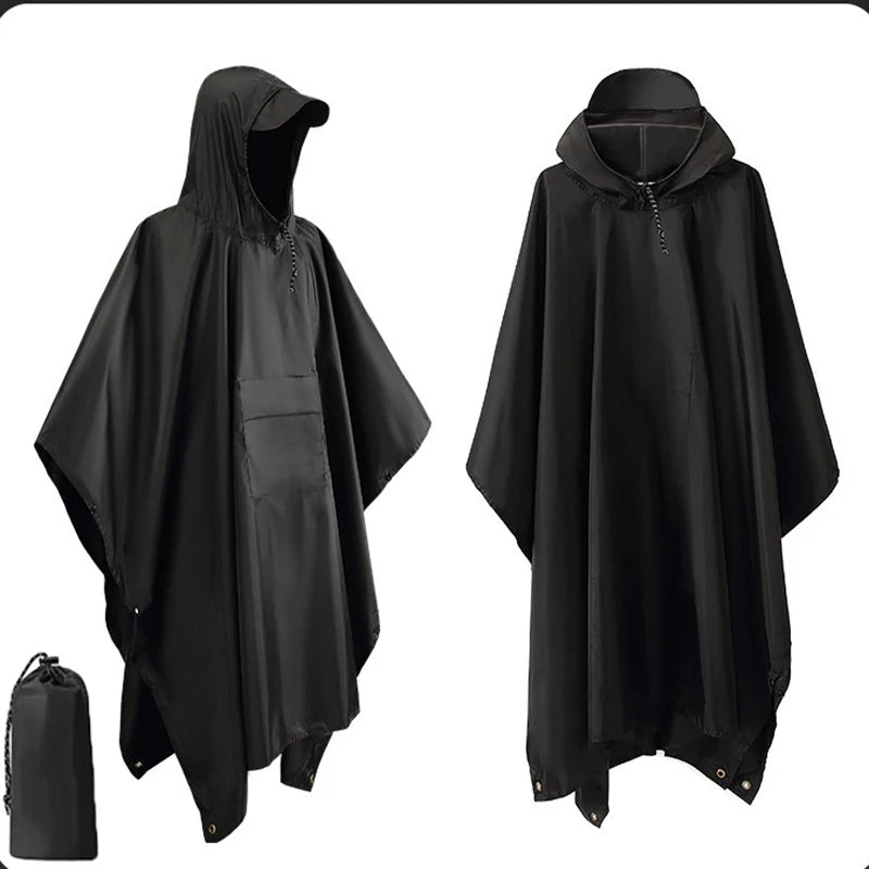 Waterproof Hooded Rain Poncho – Military Style Raincoat for Outdoor Sports & Emergency Use