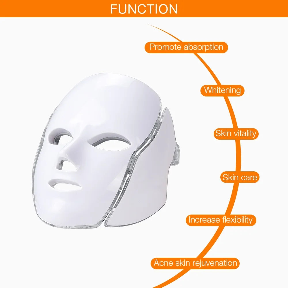 Professional LED Facial Mask – 7-Color Light Therapy Device for Skin Rejuvenation & Care