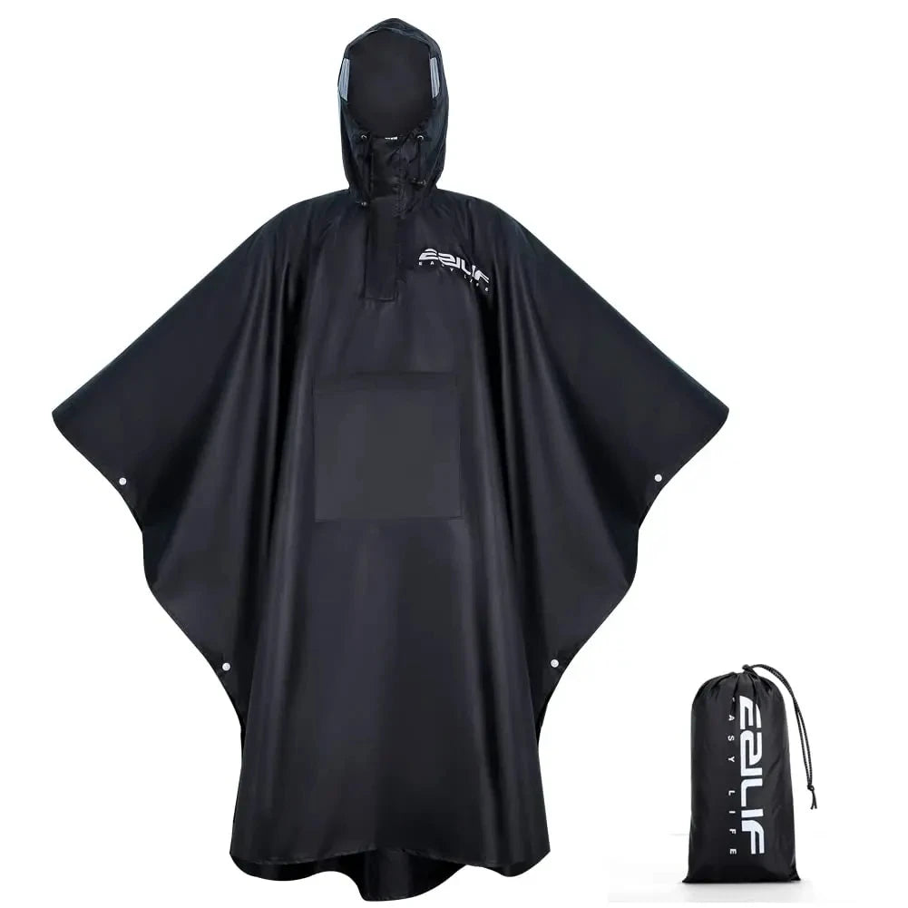 Waterproof Hooded Rain Poncho – Military Style Raincoat for Outdoor Sports & Emergency Use
