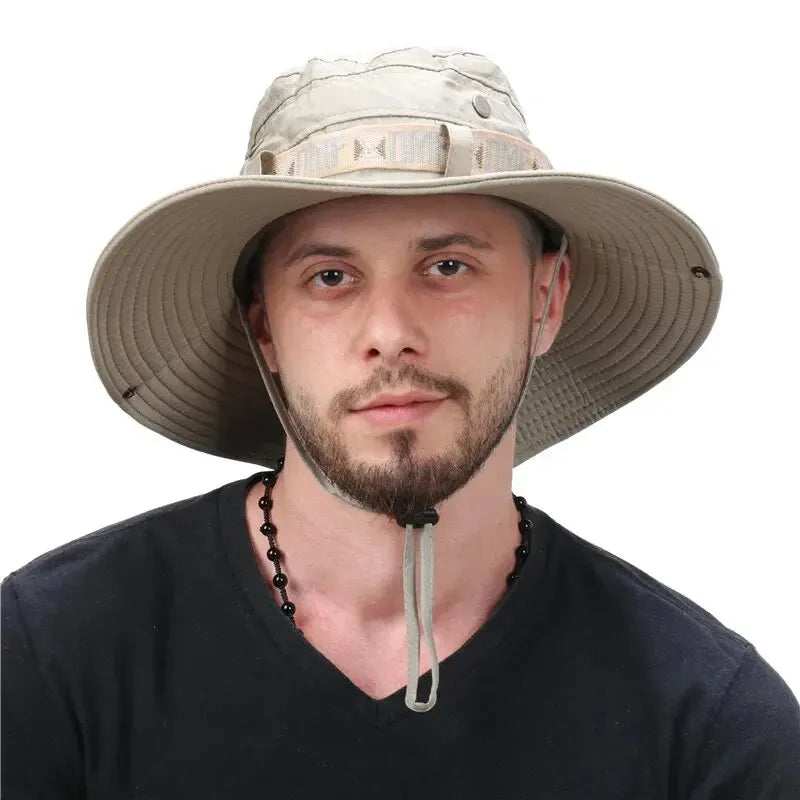Outdoor Safari Bucket Hat – UV Protection Wide Brim Hat for Hiking, Fishing & Beach Activities