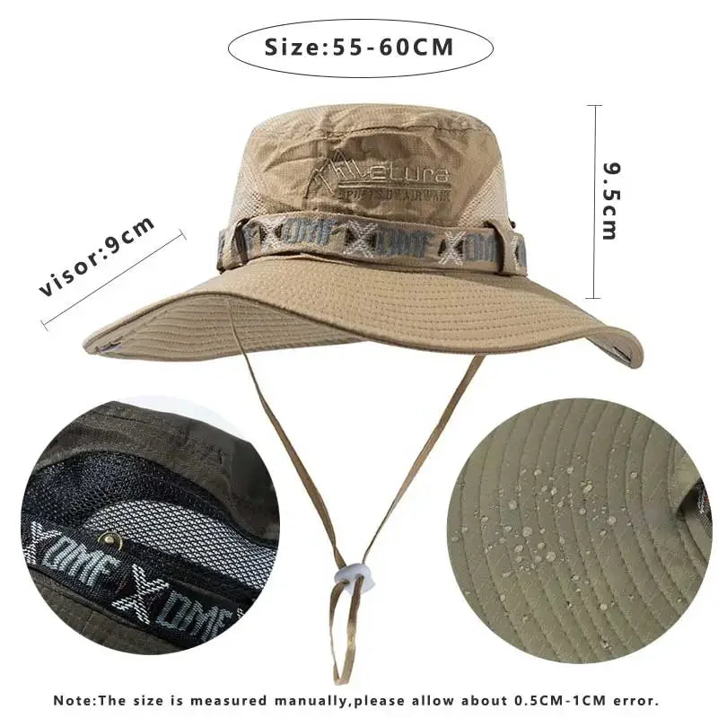 Outdoor Safari Bucket Hat – UV Protection Wide Brim Hat for Hiking, Fishing & Beach Activities