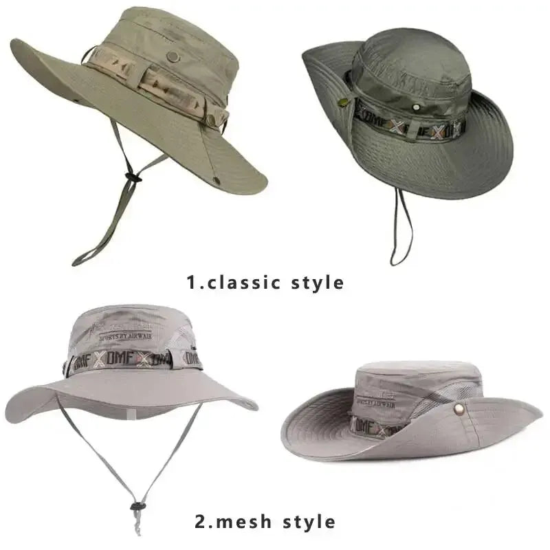 Outdoor Safari Bucket Hat – UV Protection Wide Brim Hat for Hiking, Fishing & Beach Activities
