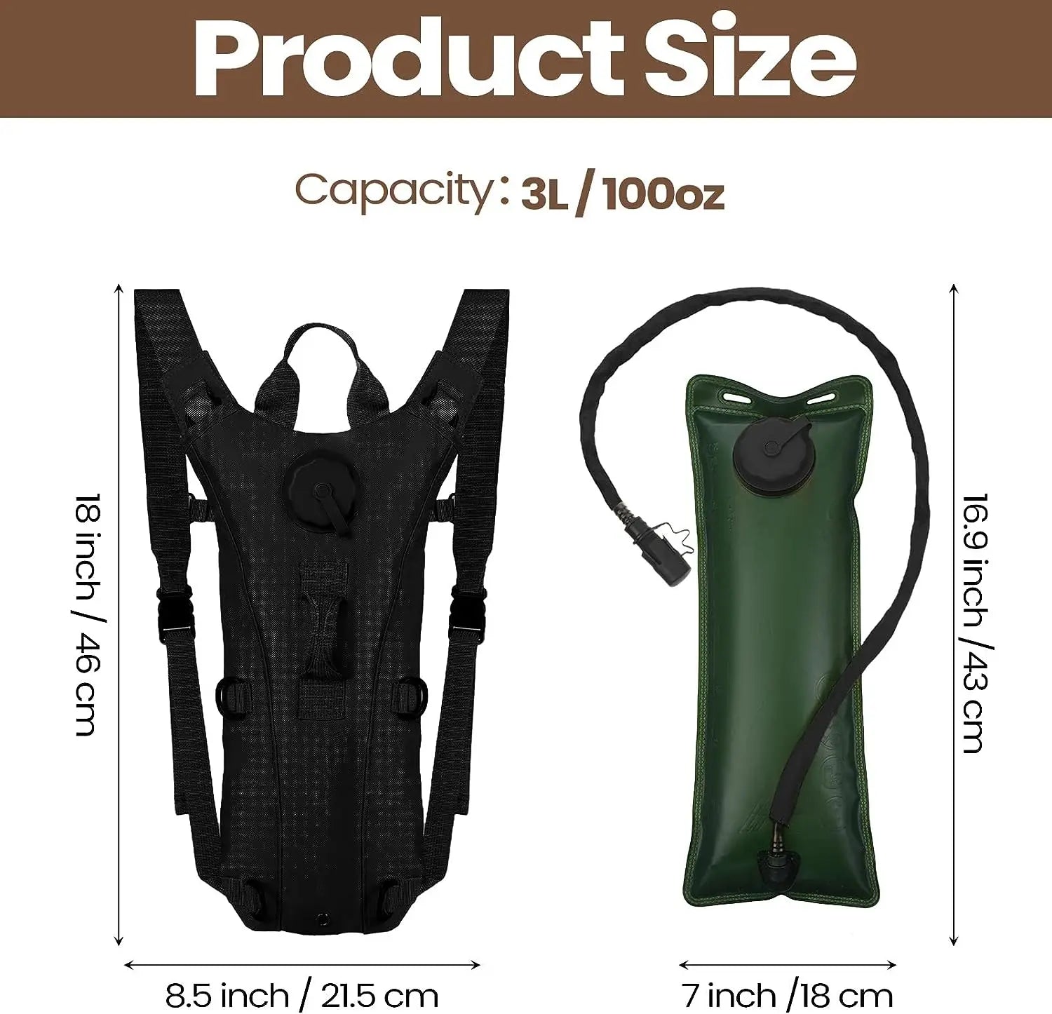 GymForce Waterproof Sport Hydration Backpack with 3 Liter Bladder
