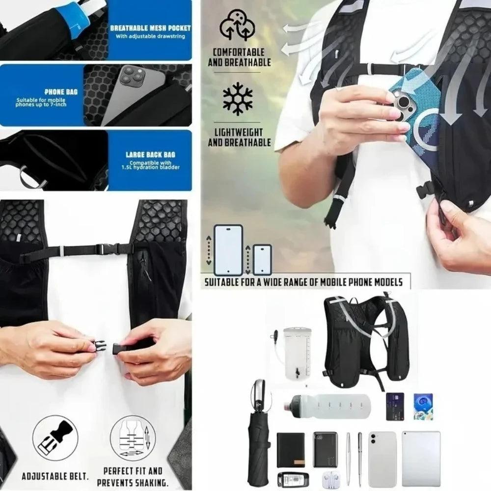 GymForce Running Hydration Vest for Men & Women – Breathable & Water-Resistant